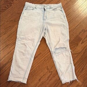 American Eagle jeans, distressed, white washed, size 14